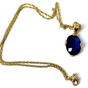 Gold Plated and Blue Sapphire CZ Necklace